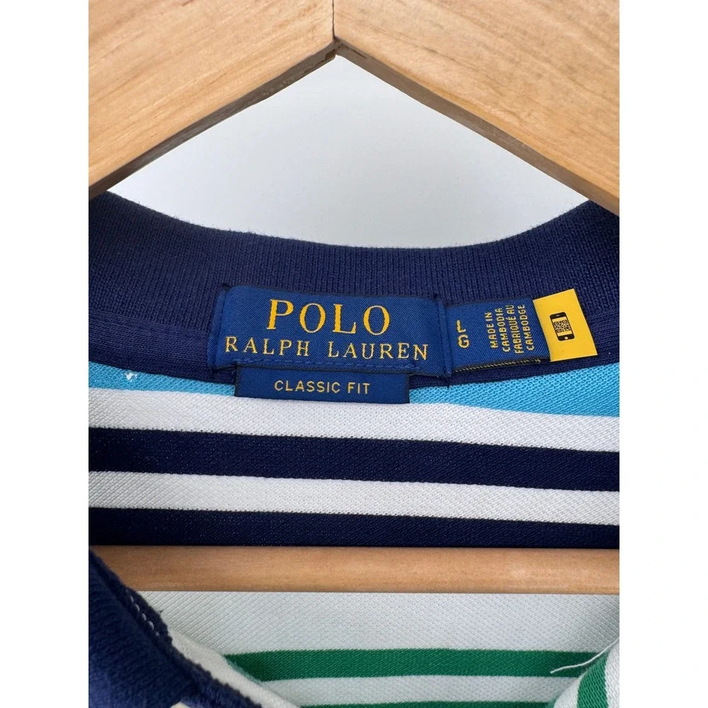 POLO Ralph Lauren Polo Shirt Mens Large Multi Color Striped Classic Fit NWT